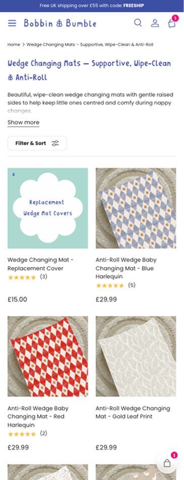 Bobbin and Bumble collection product page