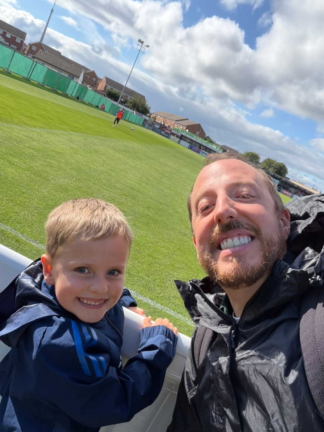 Dad and son at Emley vs Guiseley
